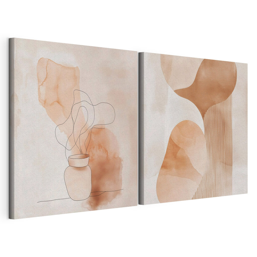 Two paintings of a vase and a vase with a light bulb