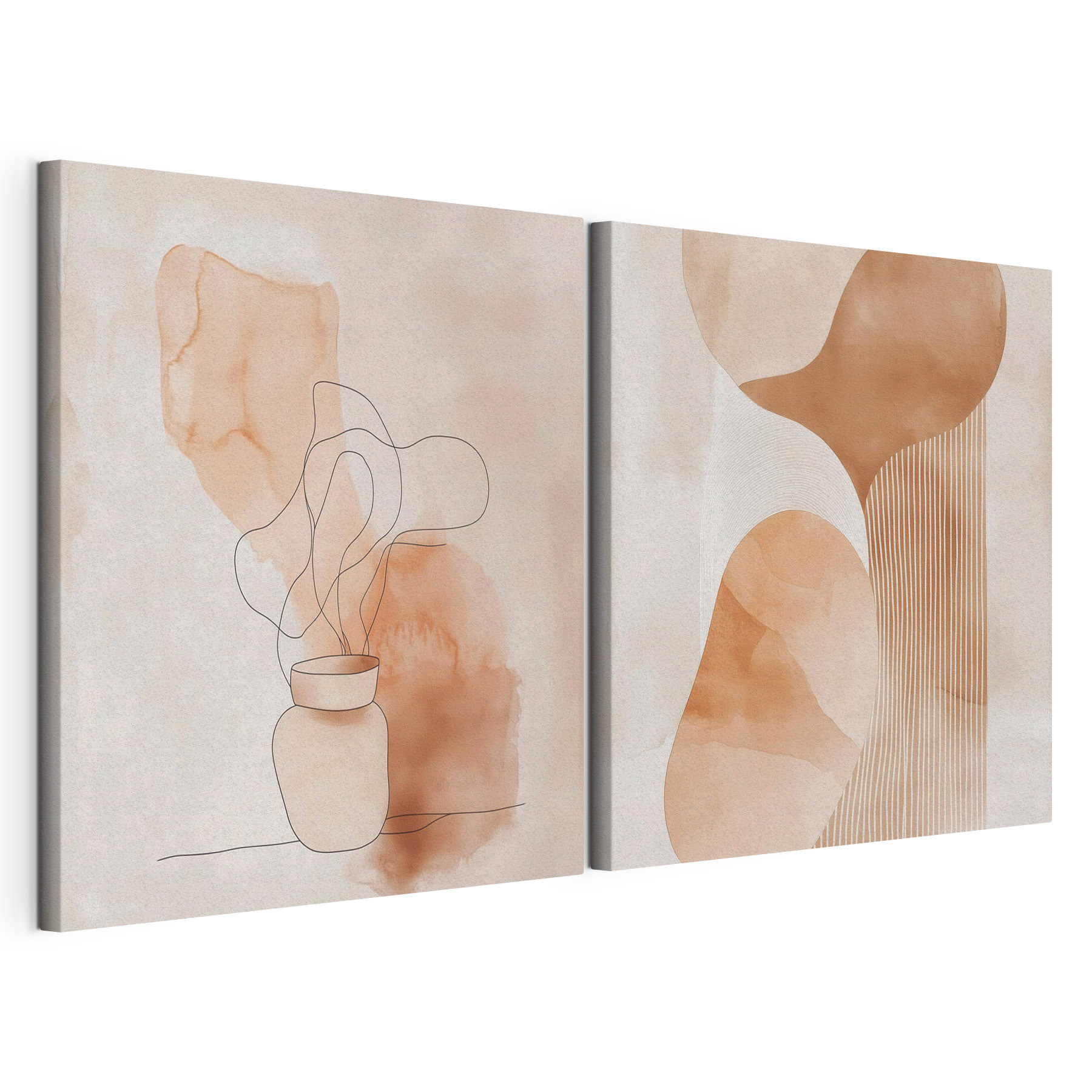 Two paintings of a vase and a vase with a light bulb