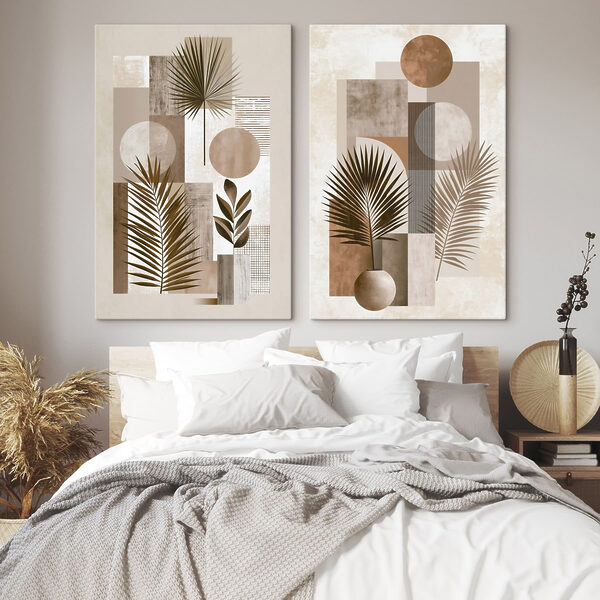 Pair of art pieces of plants