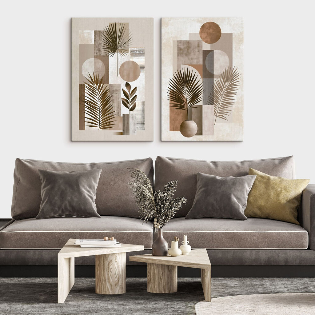 Pair of art pieces of plants