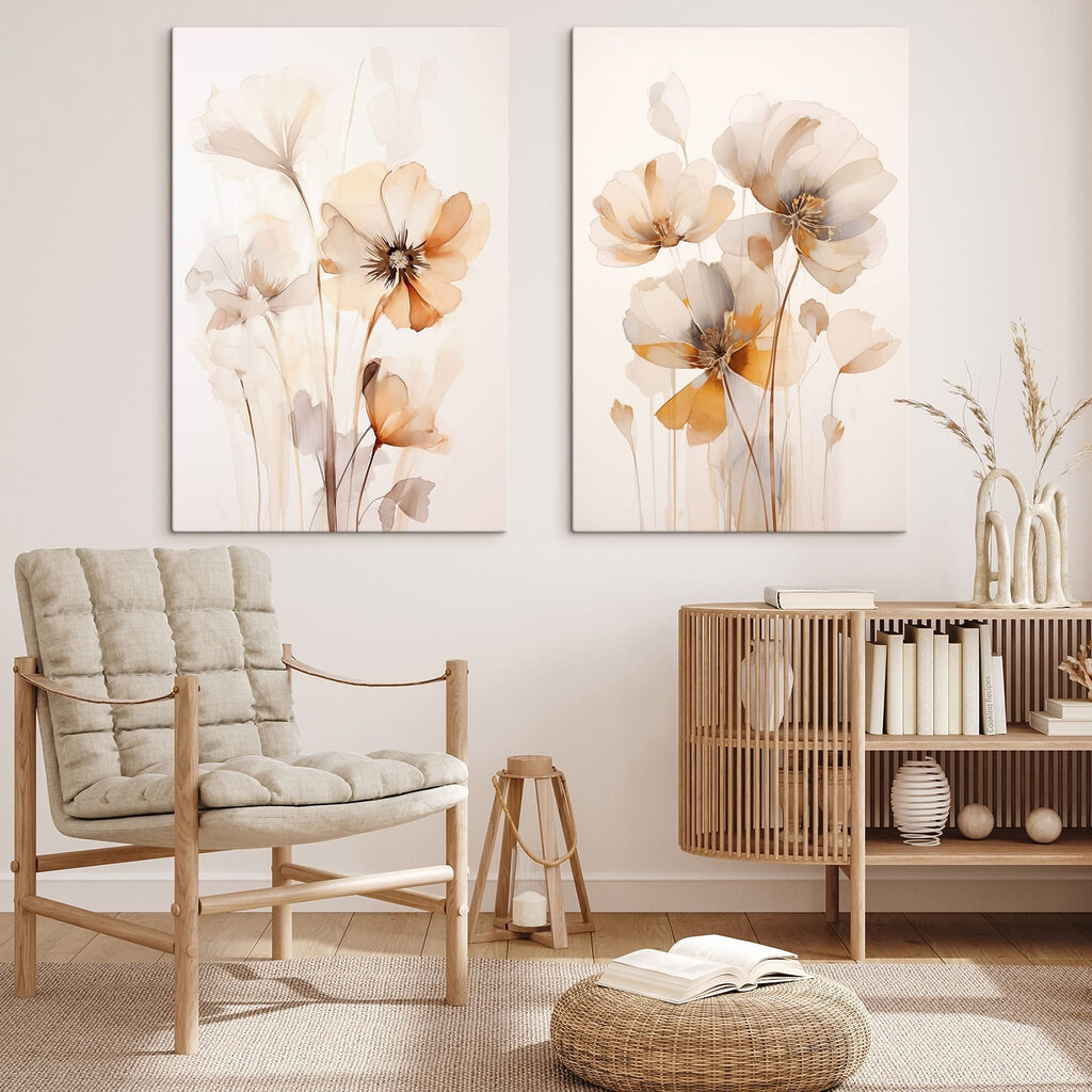 Painting of flowers on a white surface