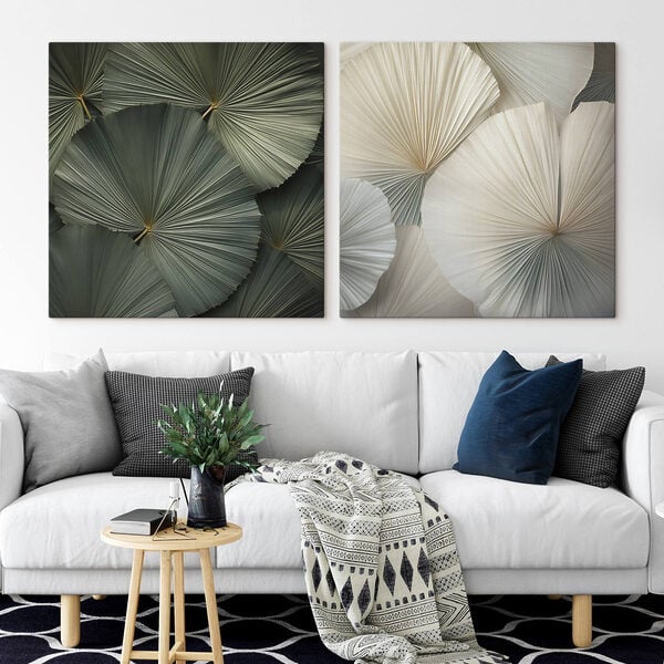 - Intricate fans in soft colors
