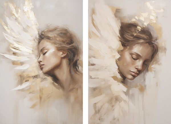 Painting of a woman with wings
