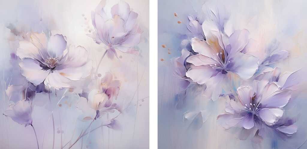 Painting of flowers on a white surface