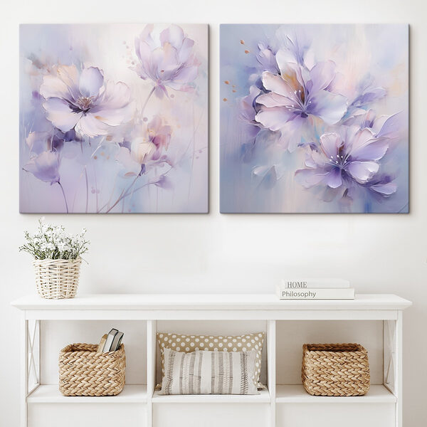 Painting of flowers on a white surface