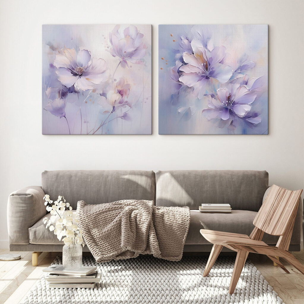 Painting of flowers on a white surface