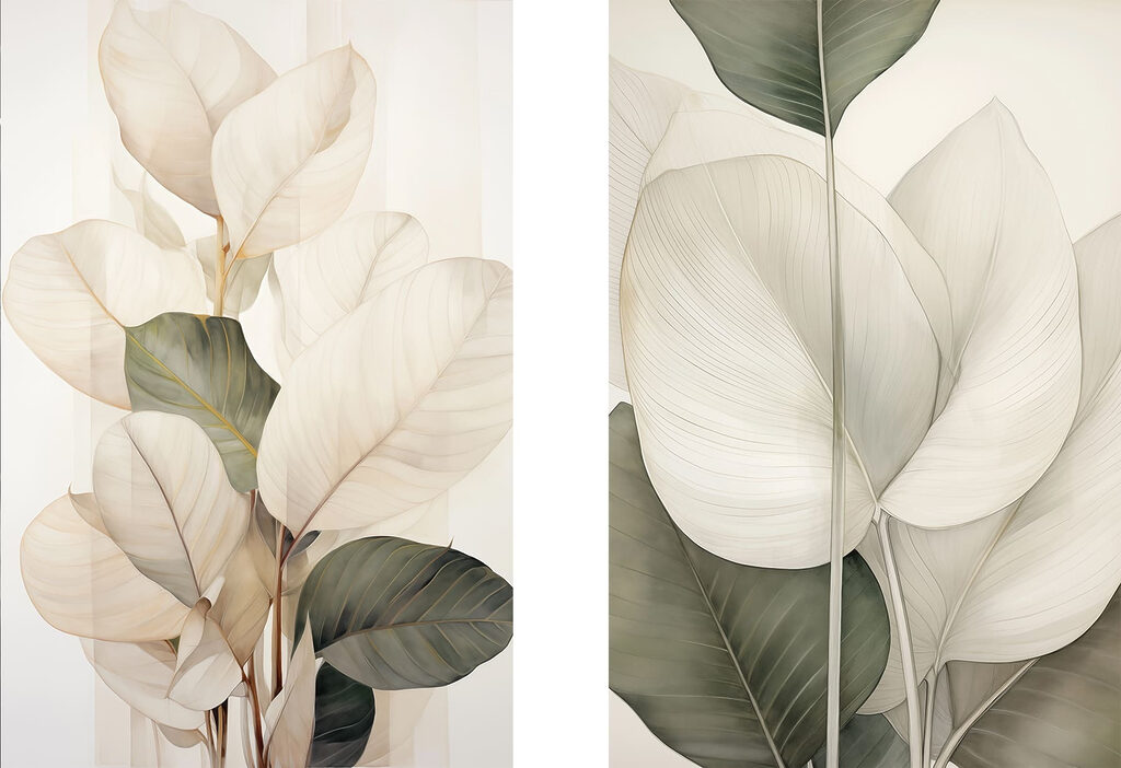 Delicate leaves in soft hues