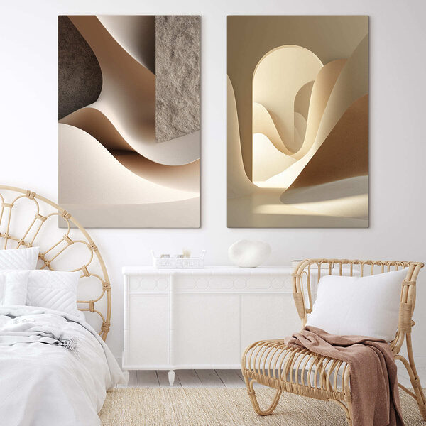 Collage of a room with a curved object