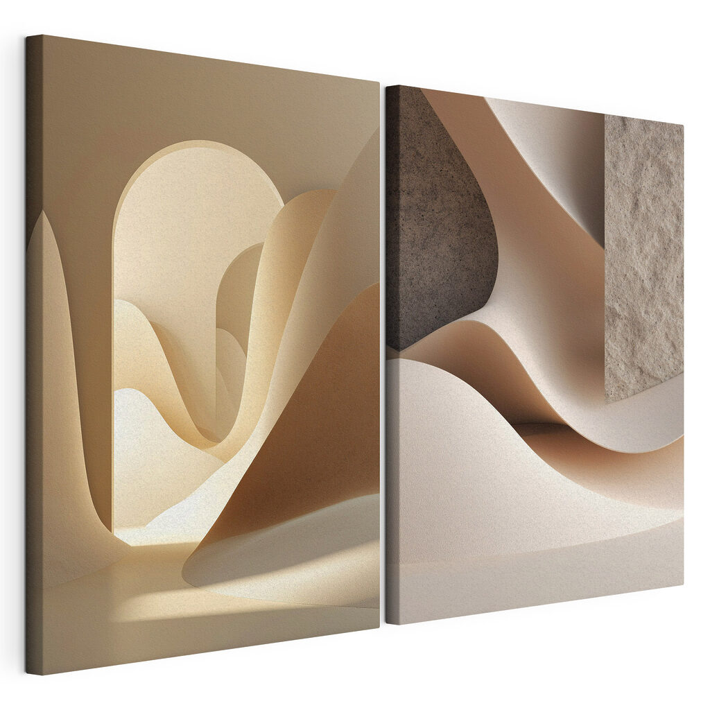 Collage of a room with a curved object