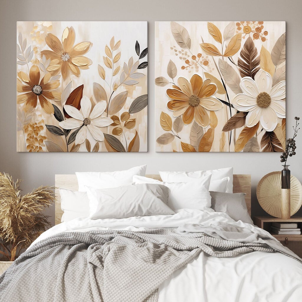 Painting of flowers and leaves