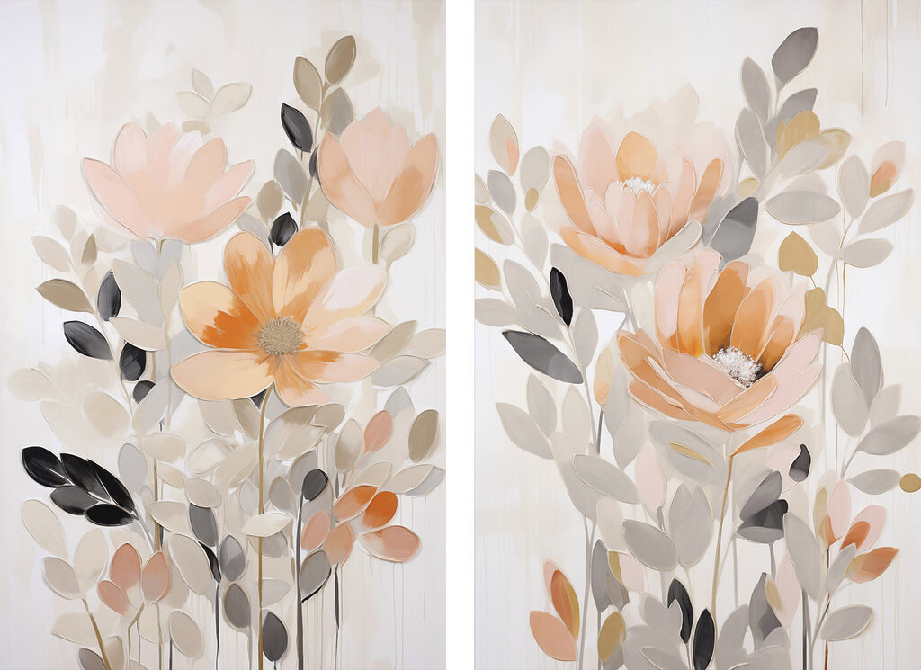 Painting of flowers and leaves