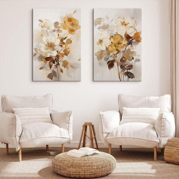 Painting of flowers on a white surface