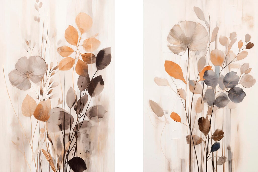 Painting of flowers and leaves