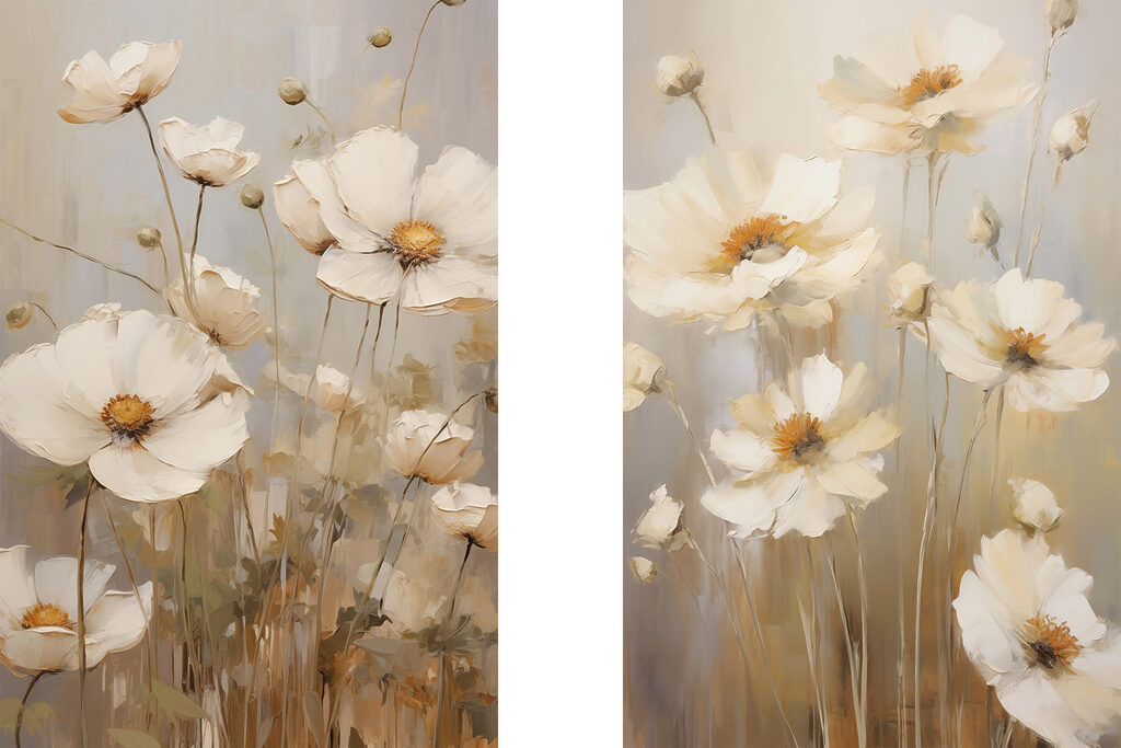 - Elegant blooms in soft hues
