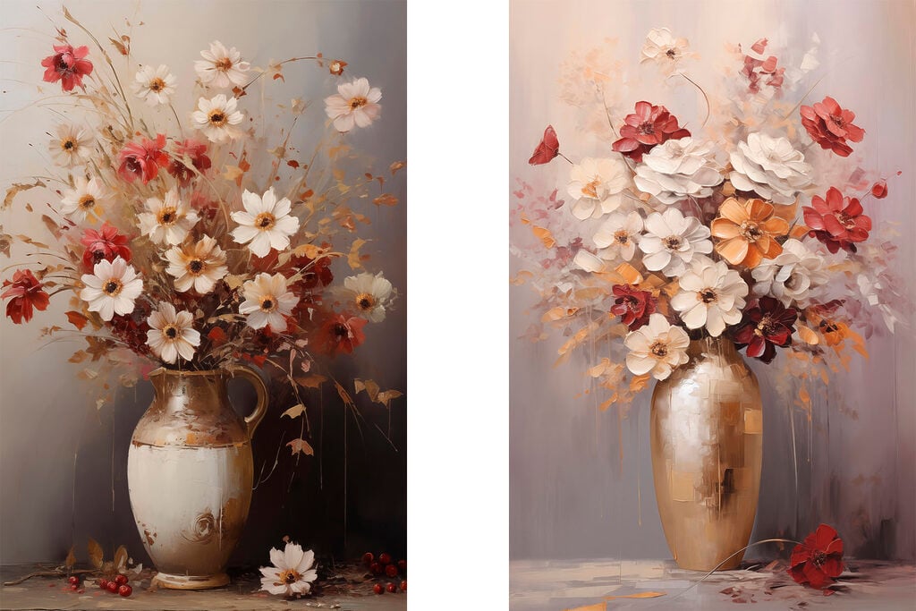 Painting of flowers in a vase