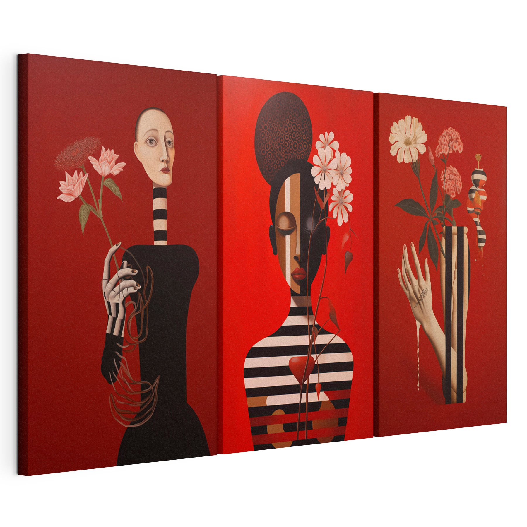 Group of paintings on red Group of paintings on red