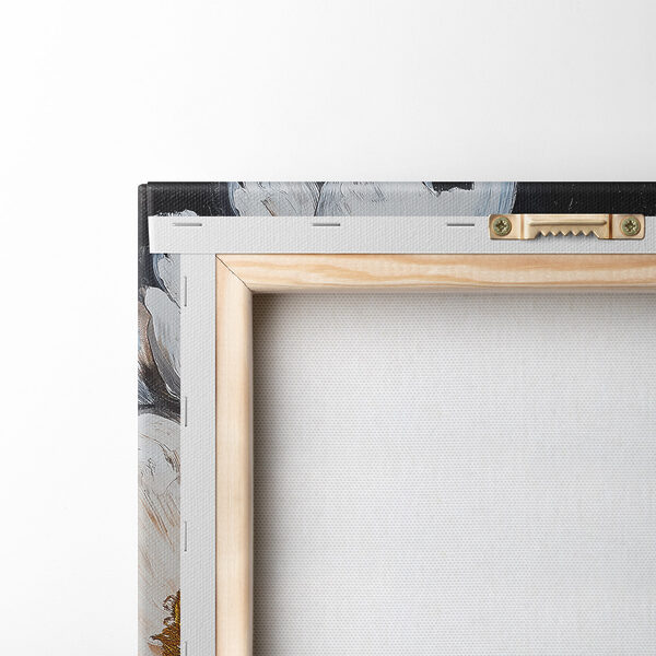 Painting of a woman with flowers over her eyes