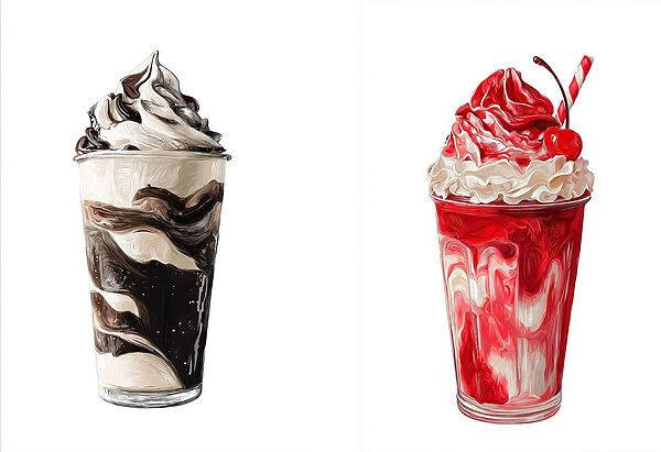 Couple of ice cream sundaes