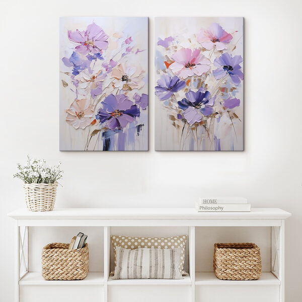 Painting of flowers on canvas