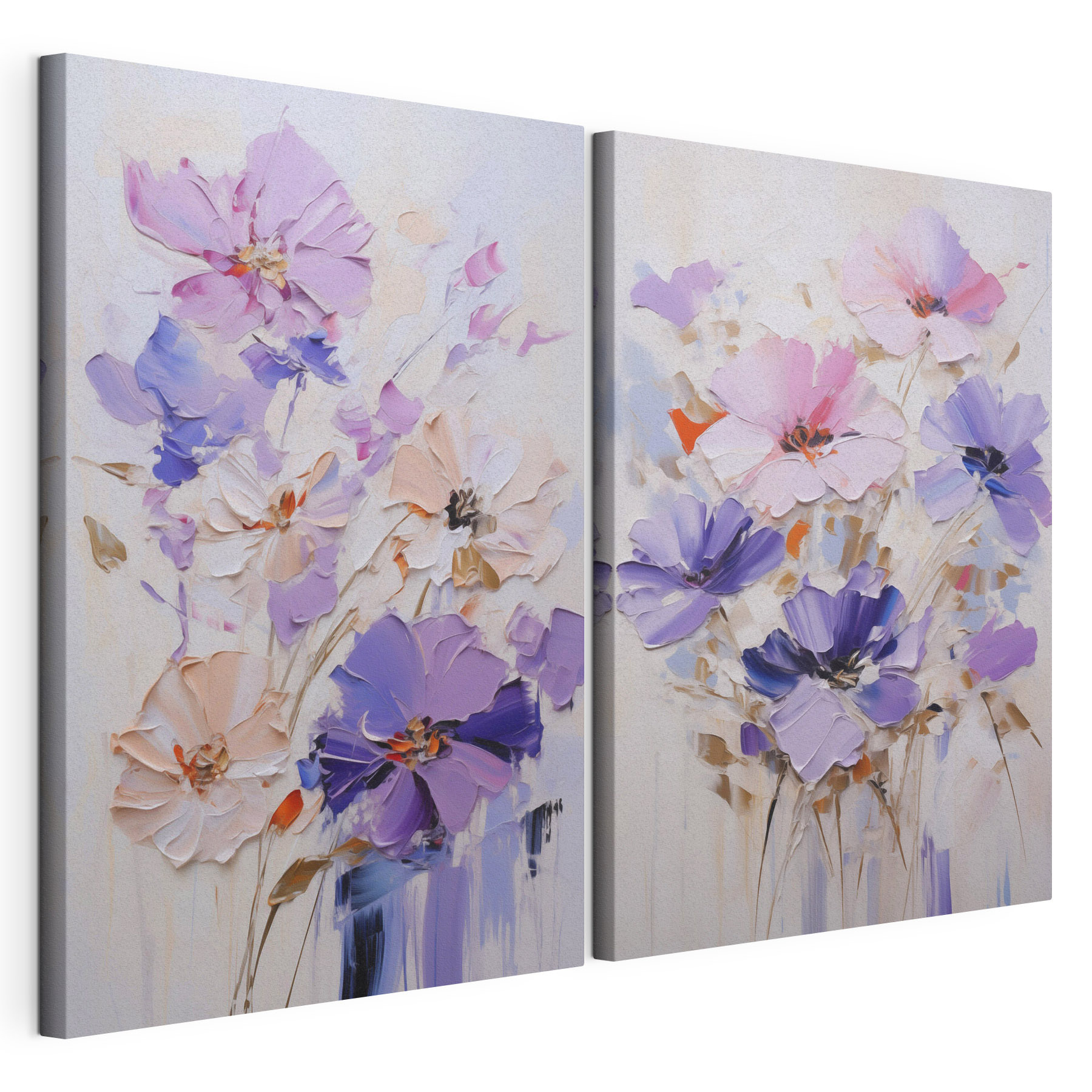 Painting of flowers on canvas