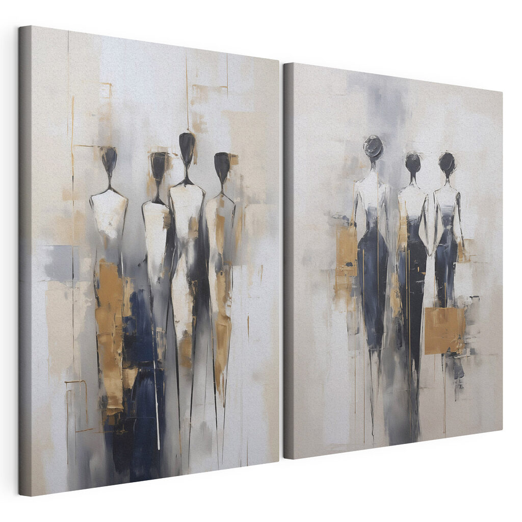 Painting of people standing in a line