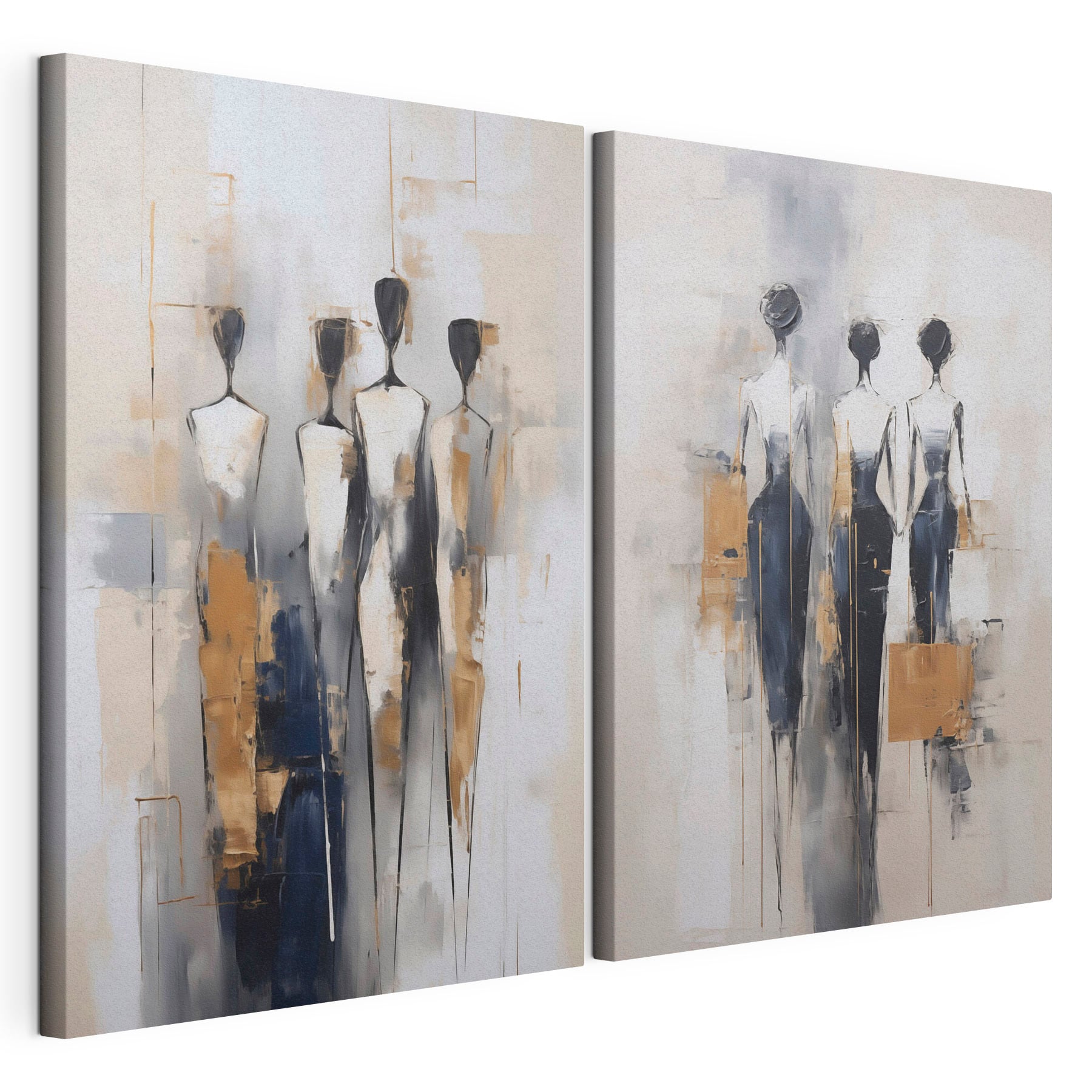 Painting of people standing in a line