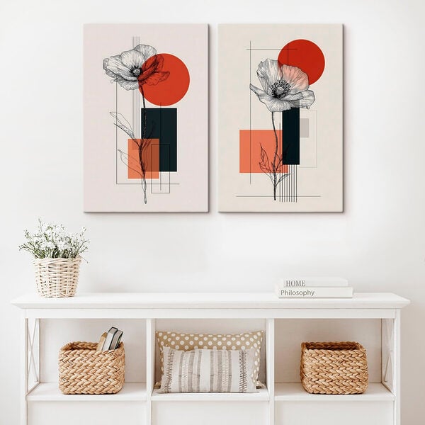 Collage of flowers and geometric shapes