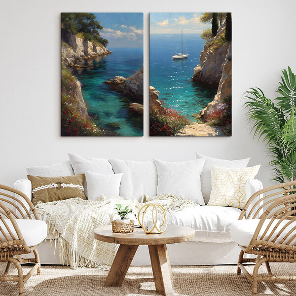 Painting of a sailboat in the ocean