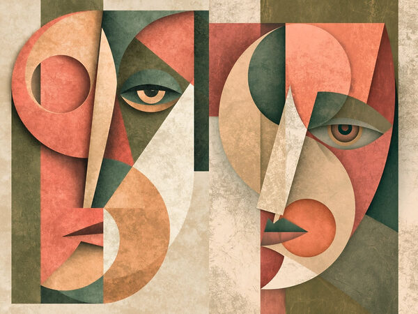 Couple of faces with different colors