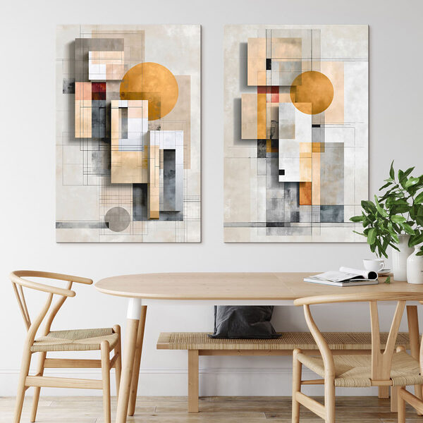 Painting of geometric shapes and circles