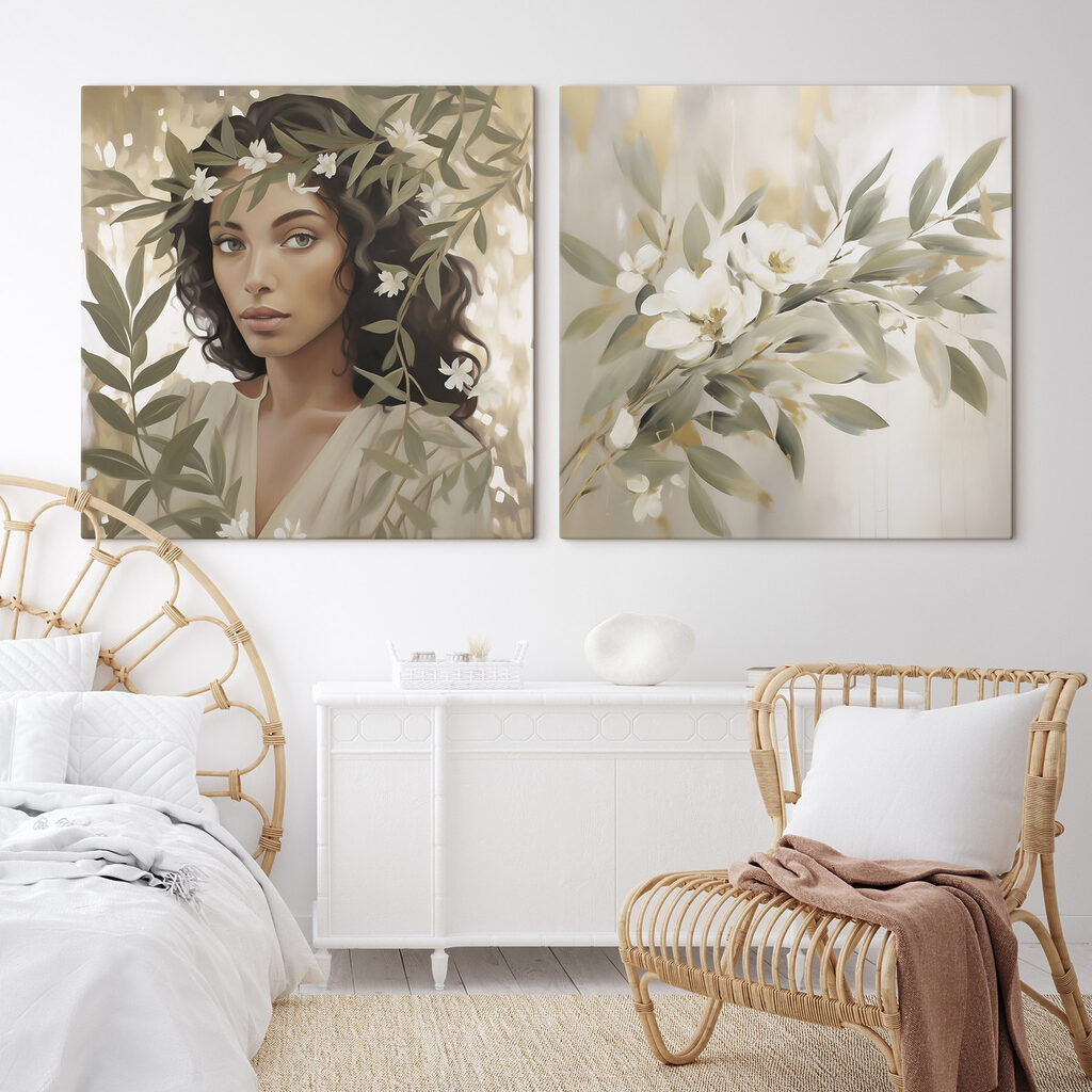 Painting of a woman with flowers