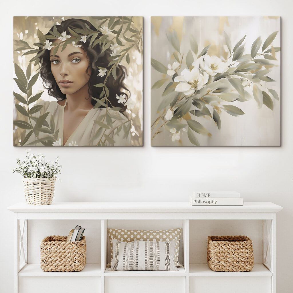 Painting of a woman with flowers