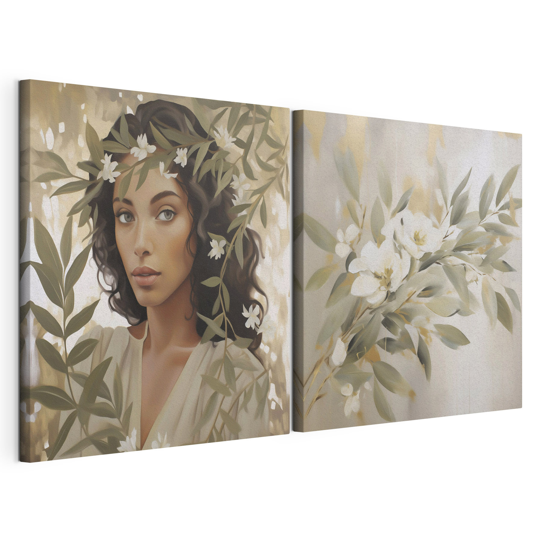 Painting of a woman with flowers