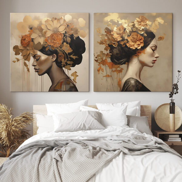 Painting of a woman with flowers in her hair