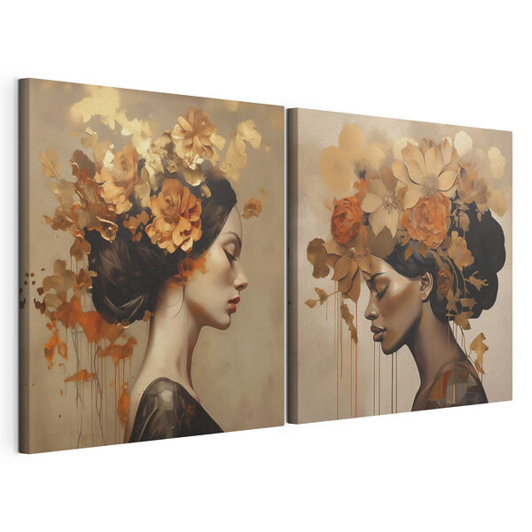 Painting of a woman with flowers in her hair