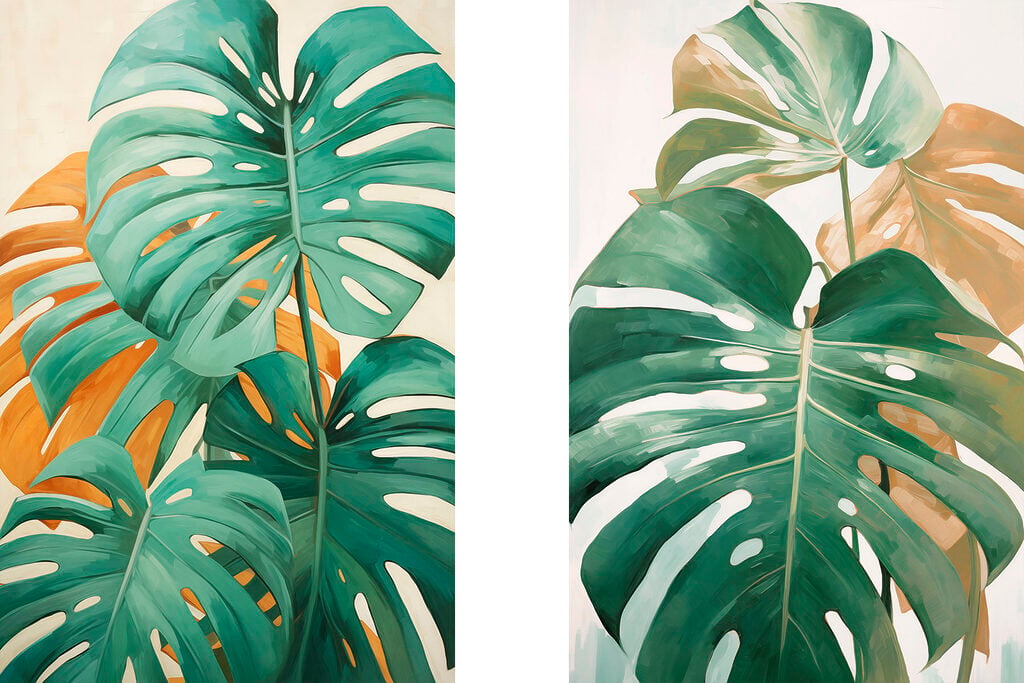 Lush green leaves in vibrant hues