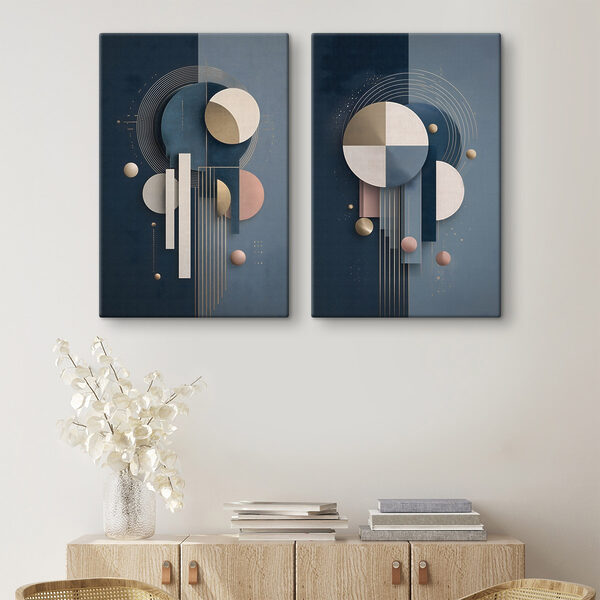 Collage of art with circles and lines