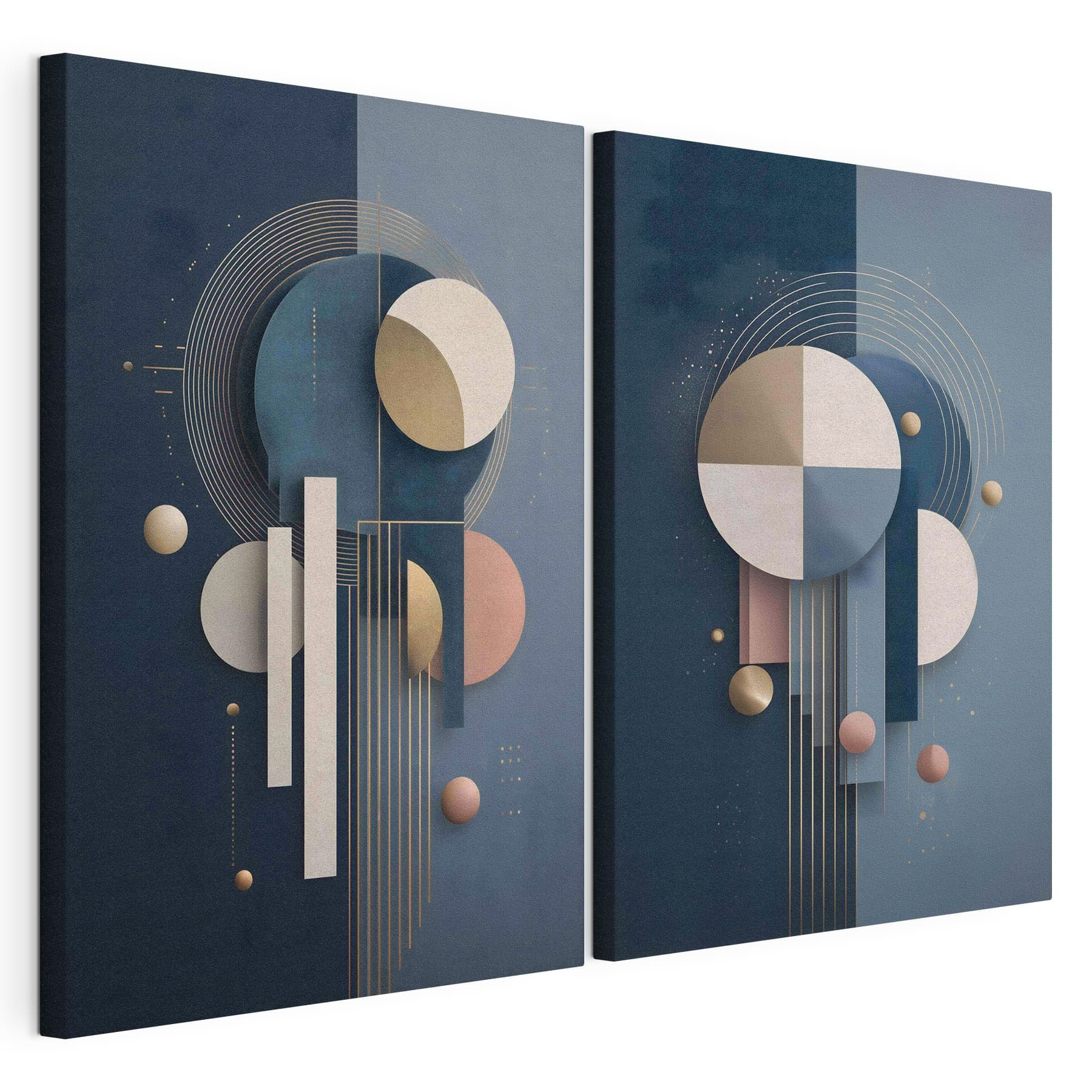 Collage of art with circles and lines