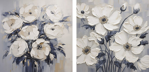 Painting of flowers on canvas