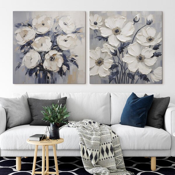 Painting of flowers on canvas