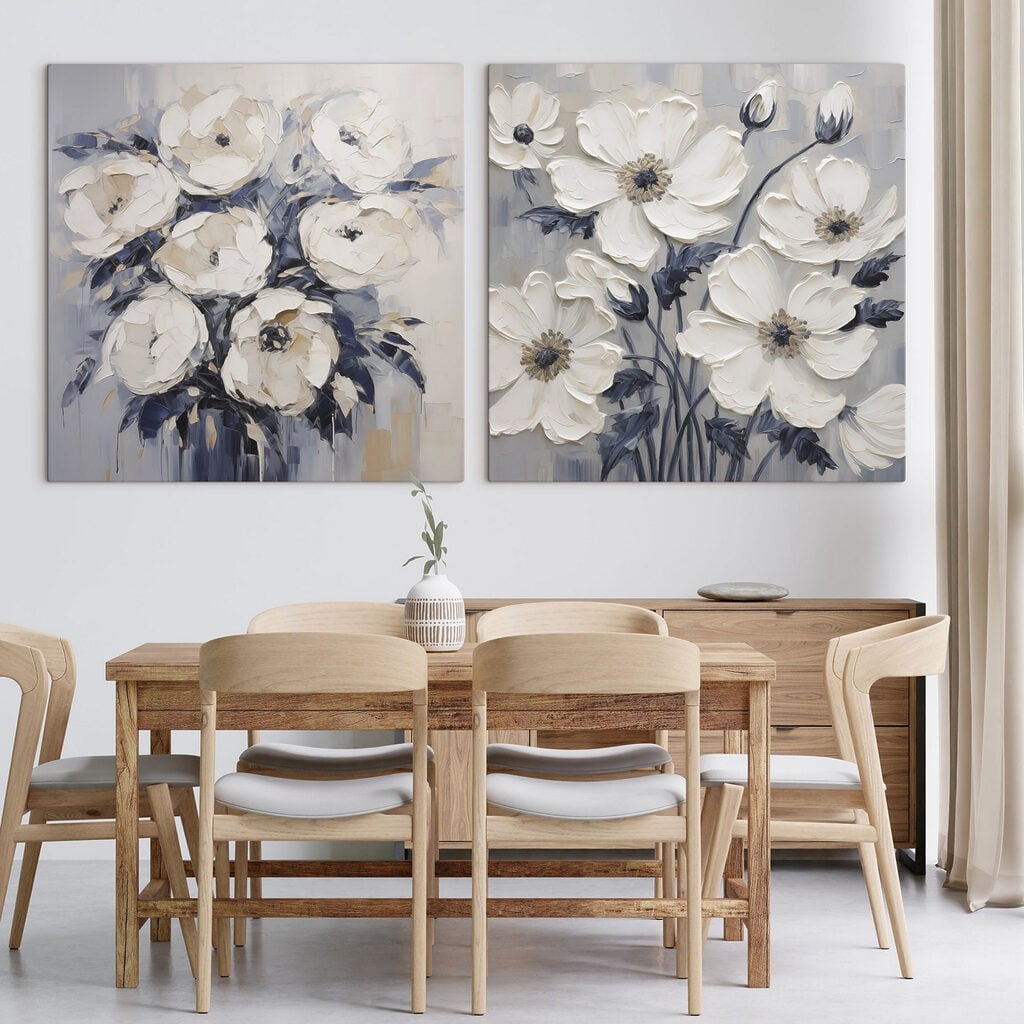 Painting of flowers on canvas