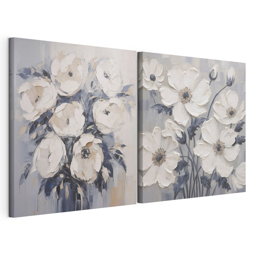 Painting of flowers on canvas