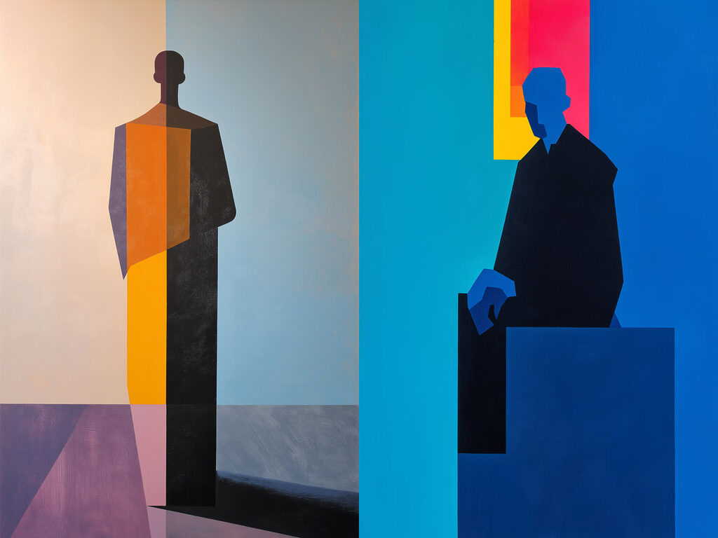 Painting of a man and a man