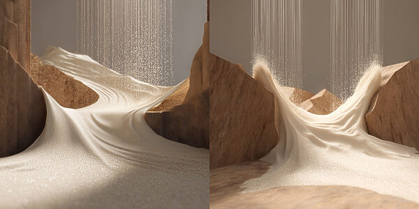Sand flowing from a cliff