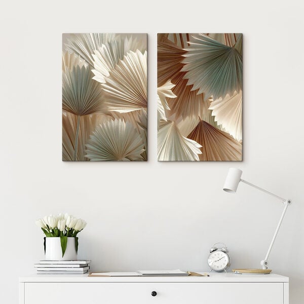 Collage of fan shaped leaves