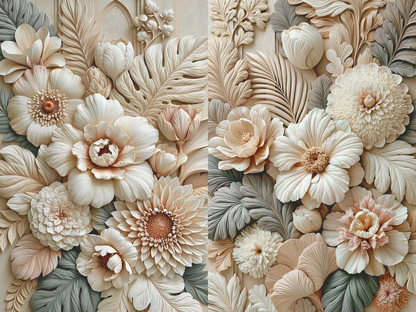 Collage of flowers and leaves