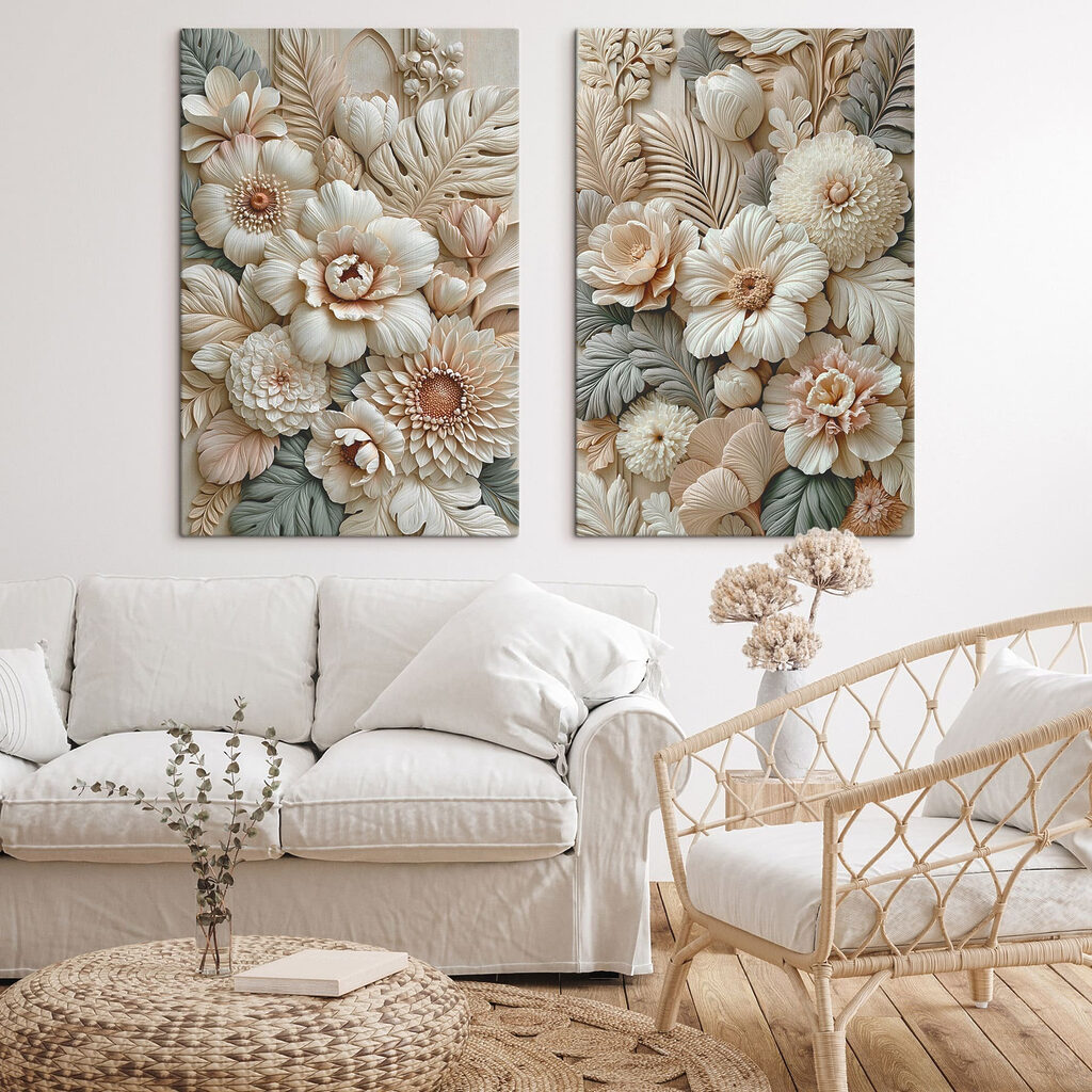 Collage of flowers and leaves