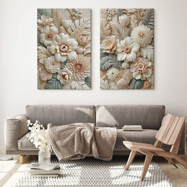 Collage of flowers and leaves