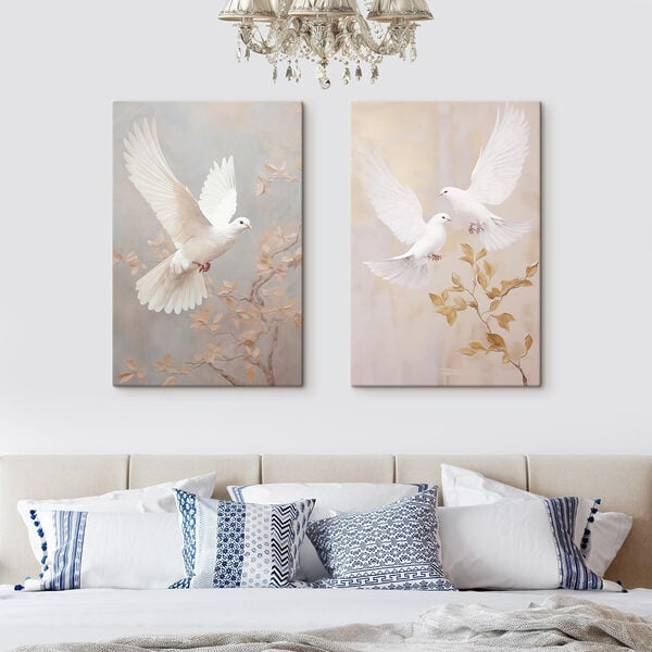 Collage of two white birds