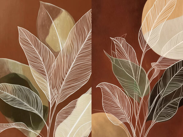 Painting of leaves and circles